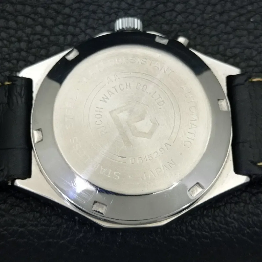 Vintage 1975 Ricoh Automatic Mens Silver Watch W/daydate & Gold accents